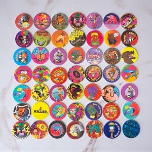 Vintage 90s POG Bundle – 51 Caps + 1 Holographic Slammer Animaniacs, Retro Toys